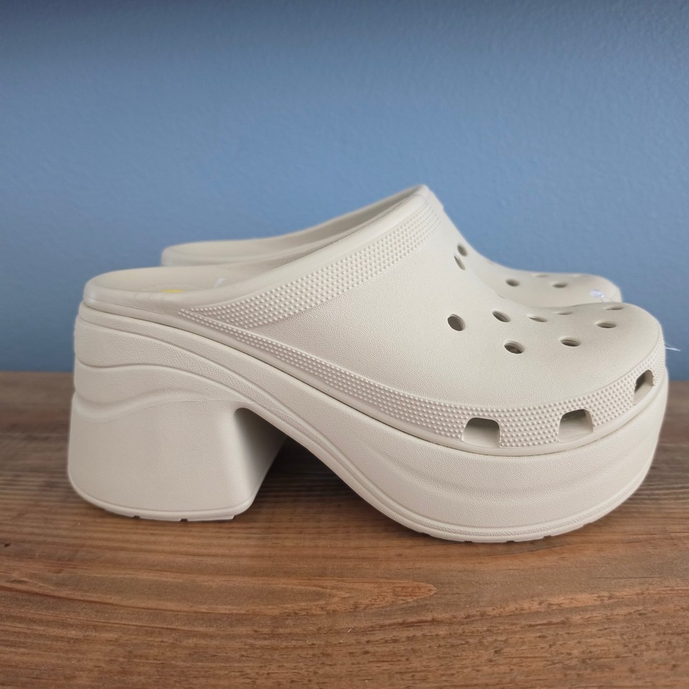 Crocs Mens Siren Clog Bone White Chunky Platform Block Heel Mule Size 9